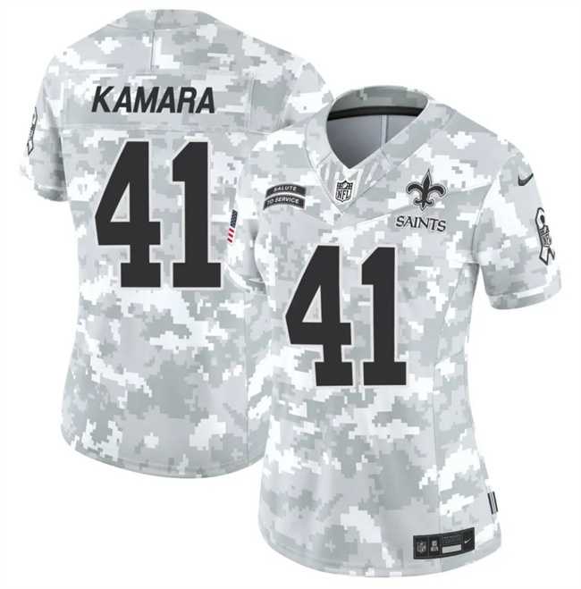 Womens New Orleans Saints #41 Alvin Kamara 2024 F.U.S.E Arctic Camo Salute To Service Limited Stitched Jersey Dzhi